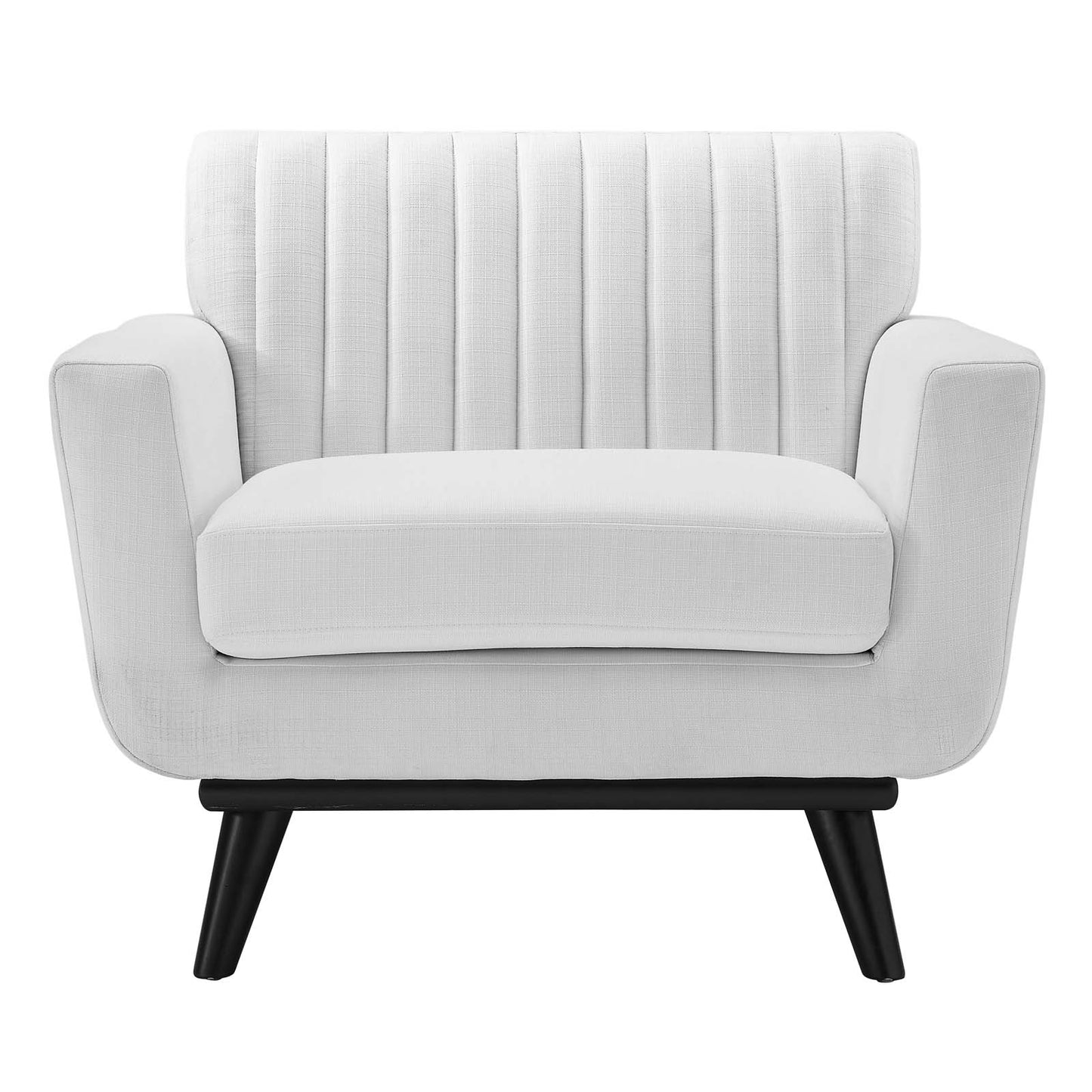 Engage Channel Tufted Fabric Armchair, Fabric, White, 21178