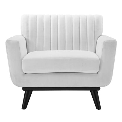 Engage Channel Tufted Fabric Armchair, Fabric, White, 21178