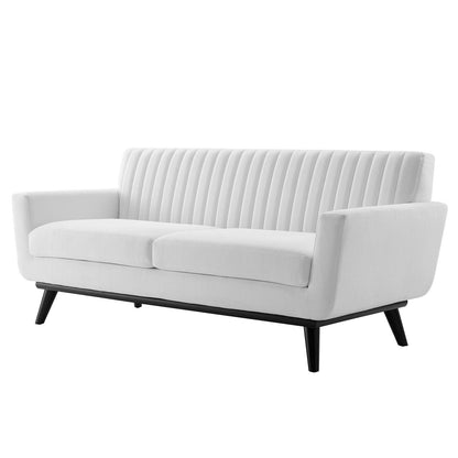 Engage Channel Tufted Fabric Loveseat, Fabric, White, 21179