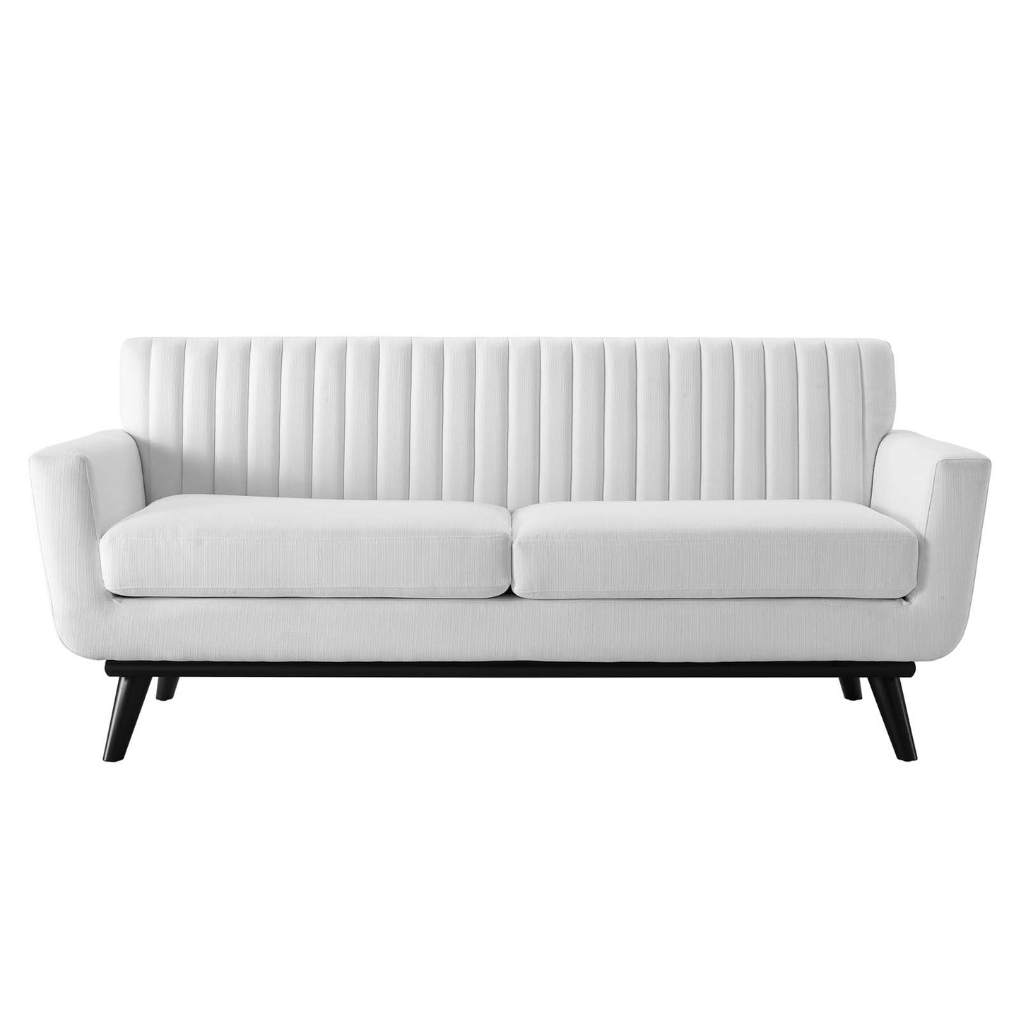 Engage Channel Tufted Fabric Loveseat, Fabric, White, 21179