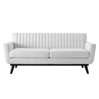 Engage Channel Tufted Fabric Loveseat, Fabric, White, 21179