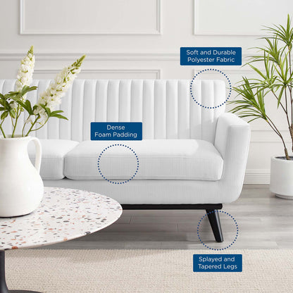 Engage Channel Tufted Fabric Loveseat, Fabric, White, 21179