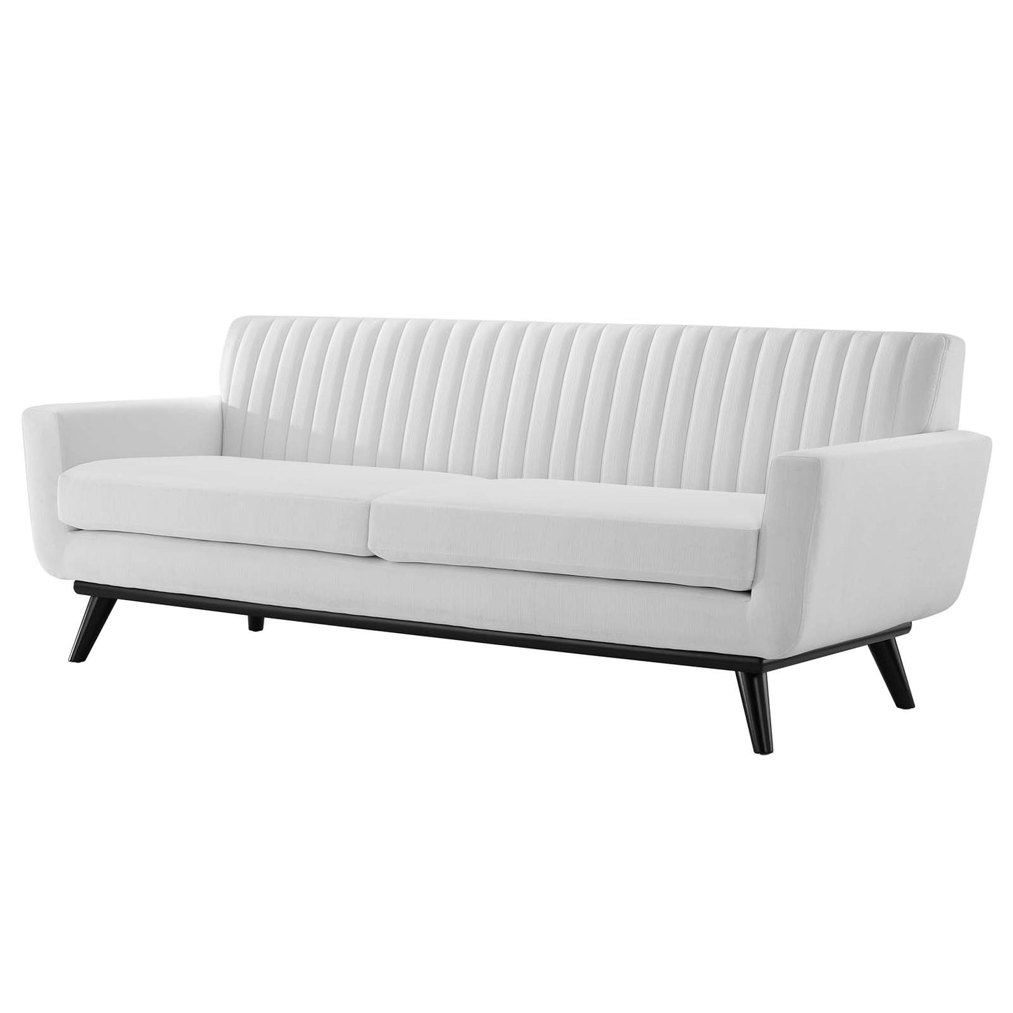 Engage Channel Tufted Fabric Sofa, Fabric, White, 21180