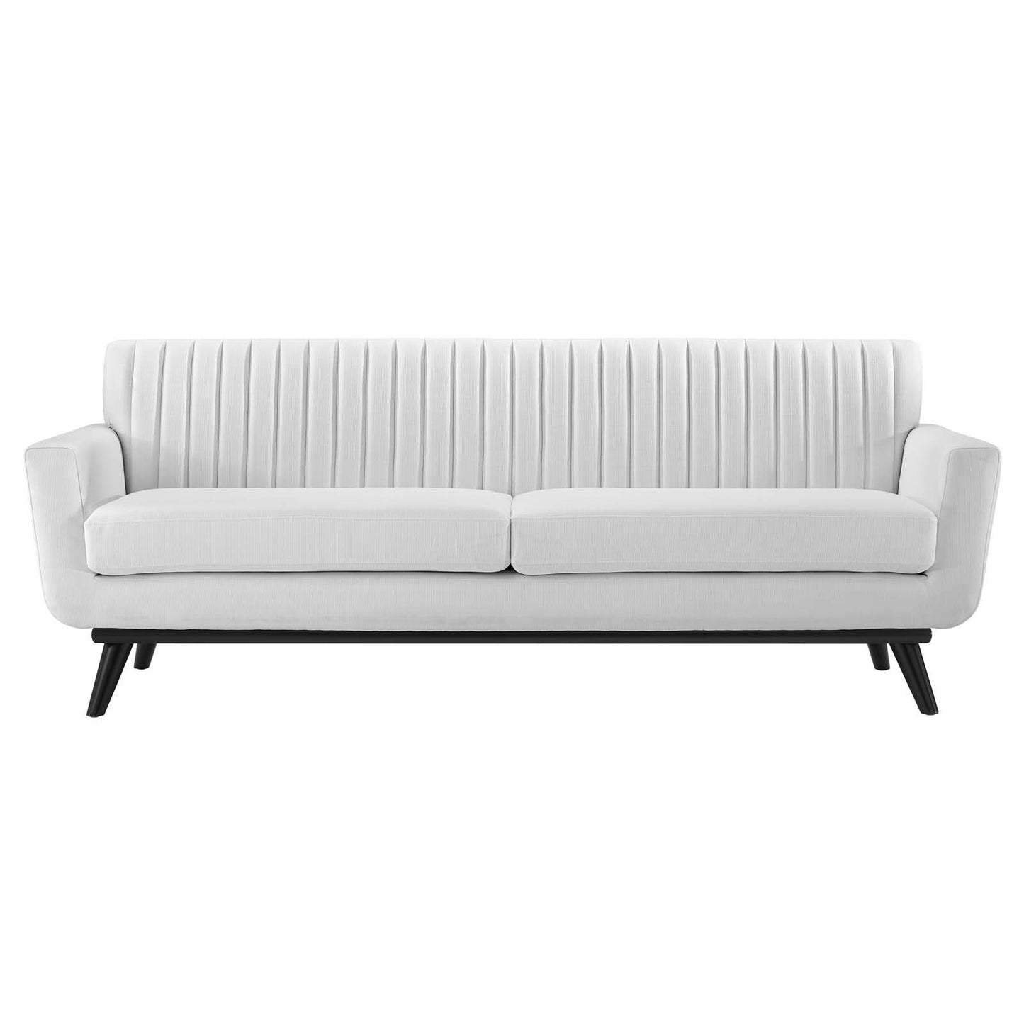 Engage Channel Tufted Fabric Sofa, Fabric, White, 21180