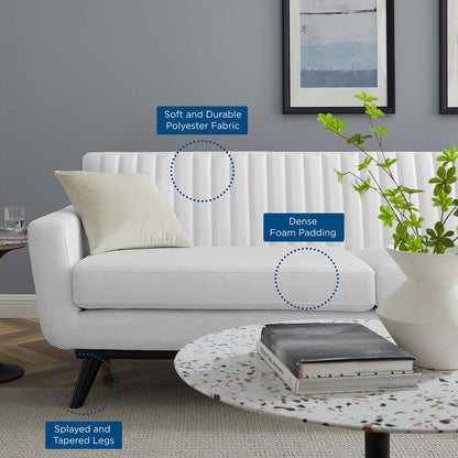Engage Channel Tufted Fabric Sofa, Fabric, White, 21180
