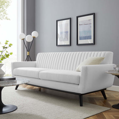 Engage Channel Tufted Fabric Sofa, Fabric, White, 21180