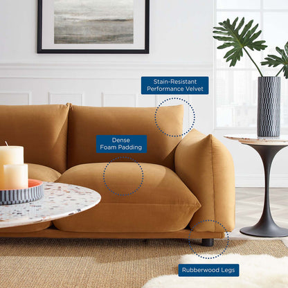 Copious Performance Velvet Sofa, Velvet, Brown, 21181
