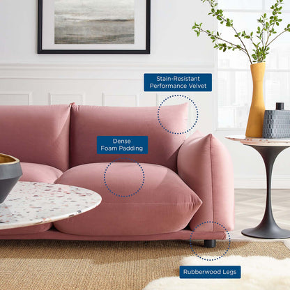 Copious Performance Velvet Sofa, Velvet, Pink, 21182