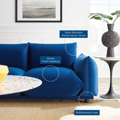 Copious Performance Velvet Sofa, Velvet, Blue Navy, 21184