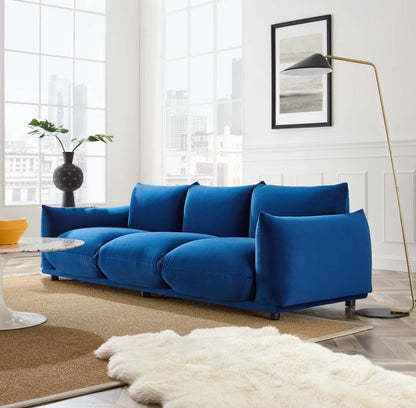 Copious Performance Velvet Sofa, Velvet, Blue Navy, 21184