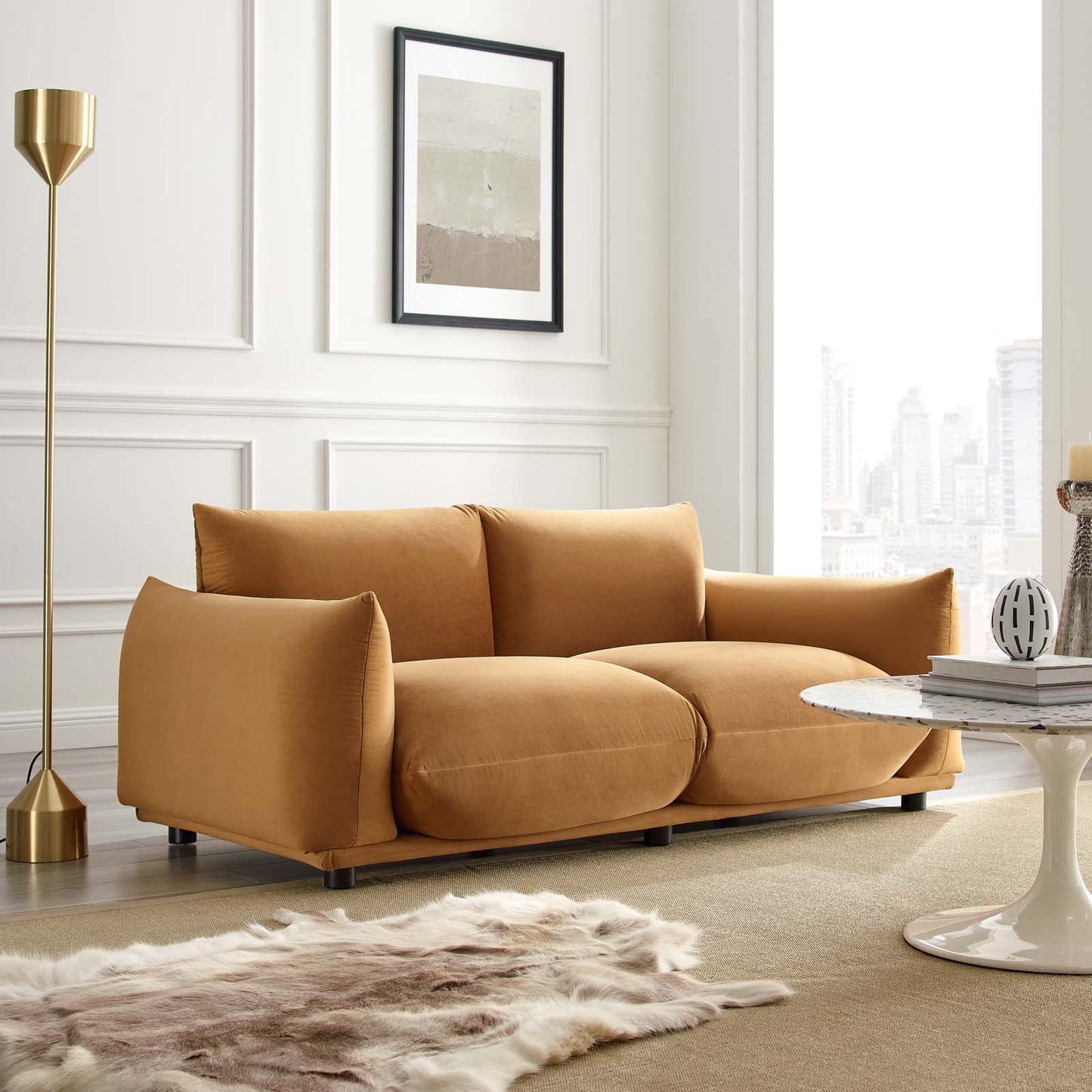 Copious Performance Velvet Loveseat, Velvet, Brown, 21185
