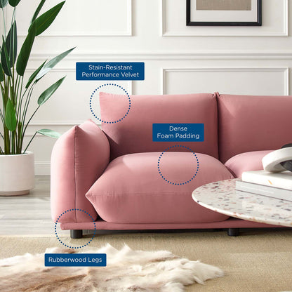 Copious Performance Velvet Loveseat, Velvet, Pink, 21186