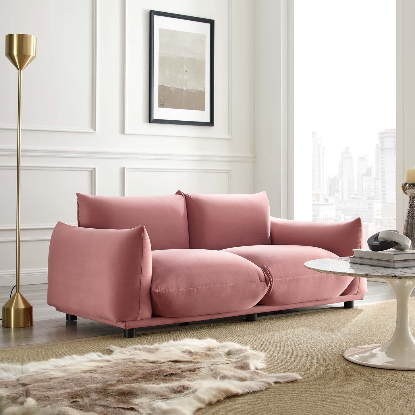 Copious Performance Velvet Loveseat, Velvet, Pink, 21186