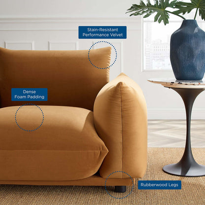 Copious Performance Velvet Armchair, Velvet, Brown, 21189