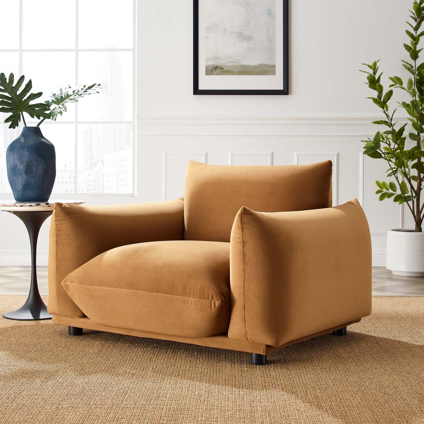 Copious Performance Velvet Armchair, Velvet, Brown, 21189