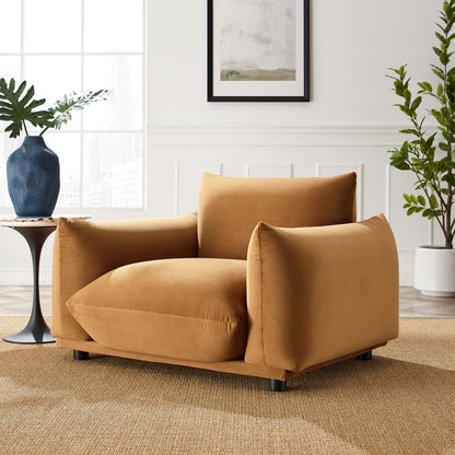 Copious Performance Velvet Armchair, Velvet, Brown, 21189