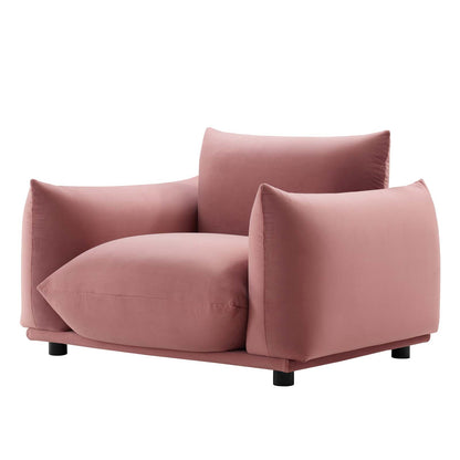 Copious Performance Velvet Armchair, Velvet, Pink, 21190