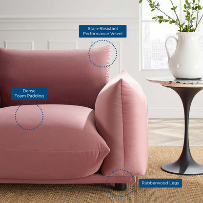 Copious Performance Velvet Armchair, Velvet, Pink, 21190