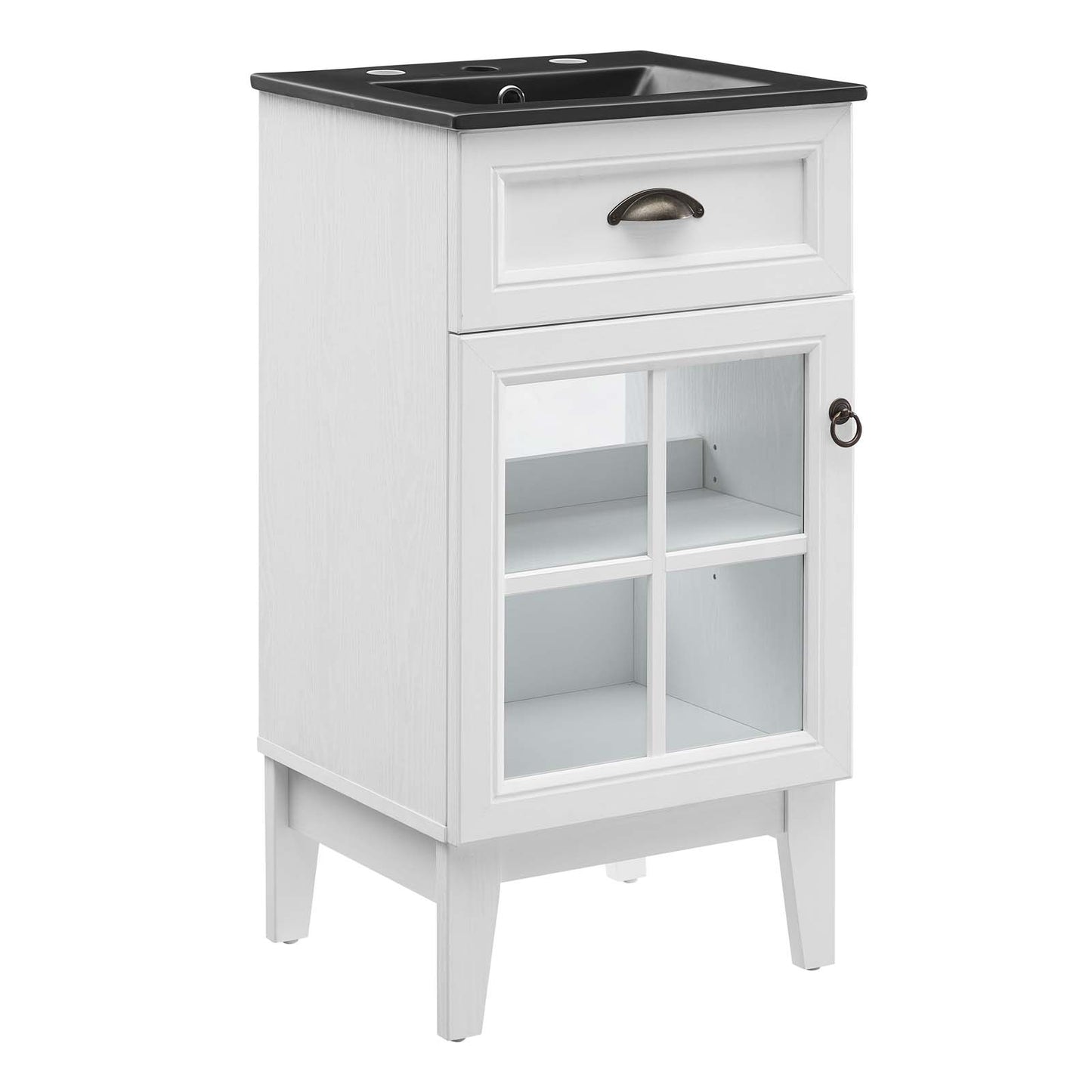 Isle 18" Bathroom Vanity Cabinet, Wood, White Black, 23130