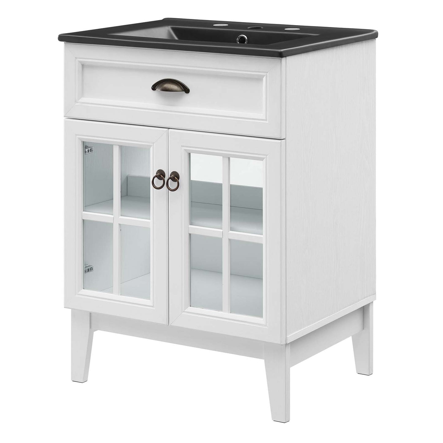 Isle 24" Bathroom Vanity Cabinet, Wood, White Black, 23131