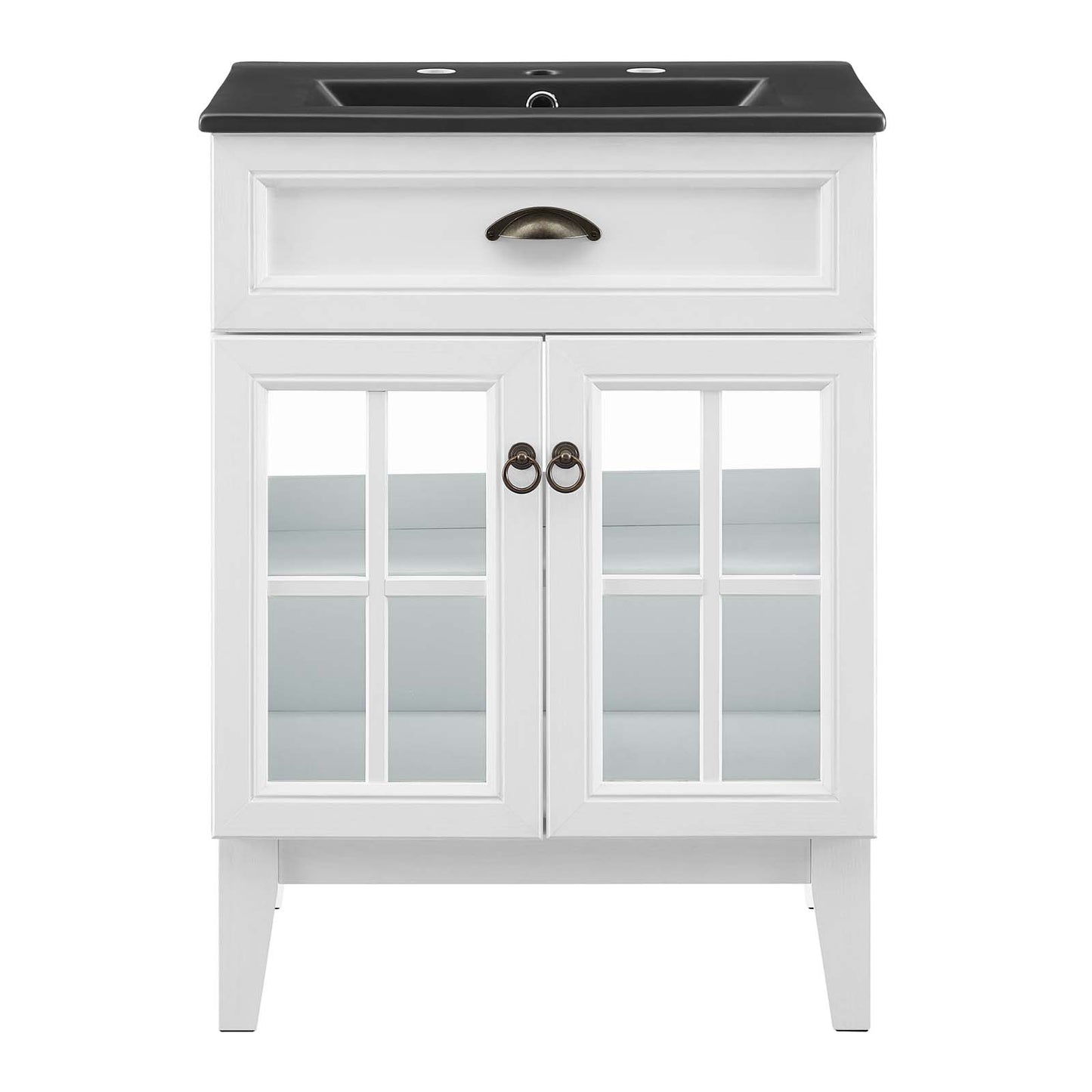 Isle 24" Bathroom Vanity Cabinet, Wood, White Black, 23131