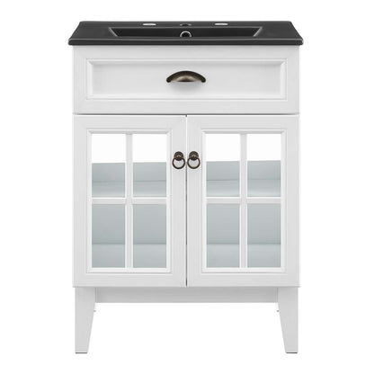Isle 24" Bathroom Vanity Cabinet, Wood, White Black, 23131