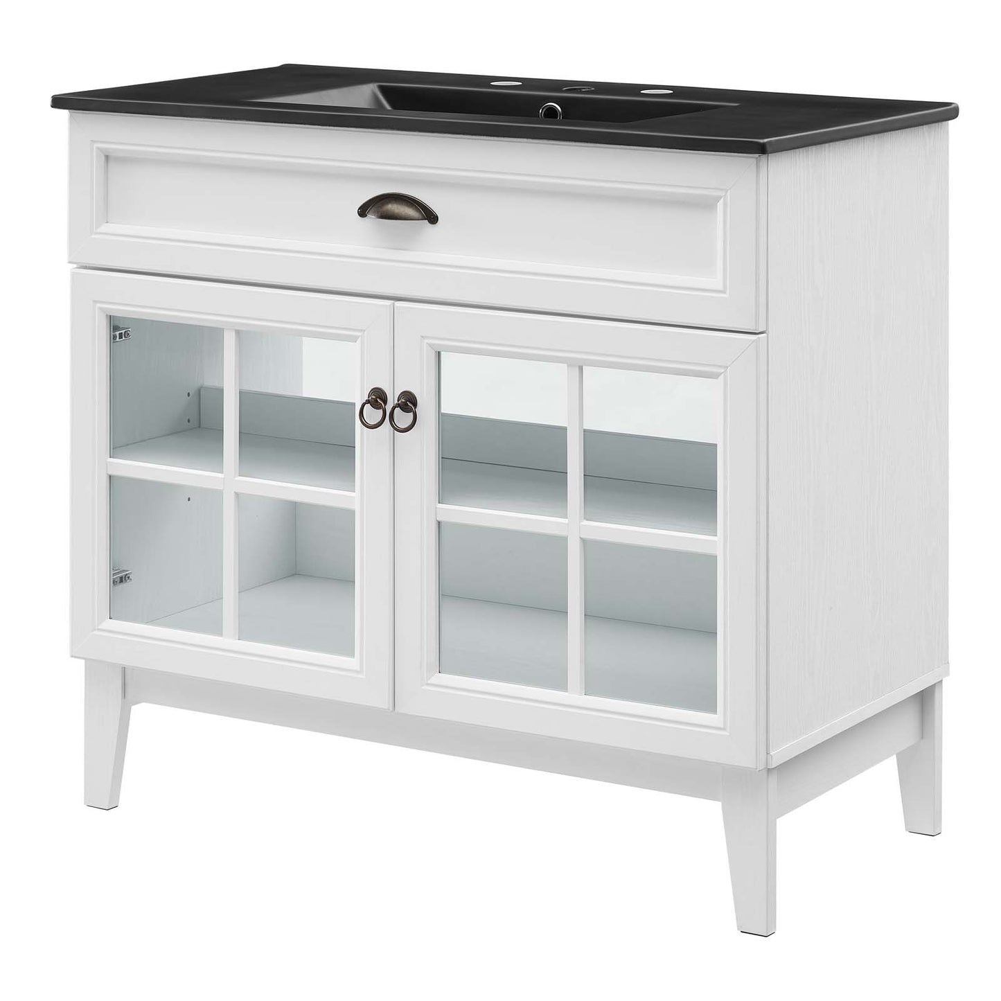 Isle 36" Bathroom Vanity Cabinet, Wood, White Black, 23136