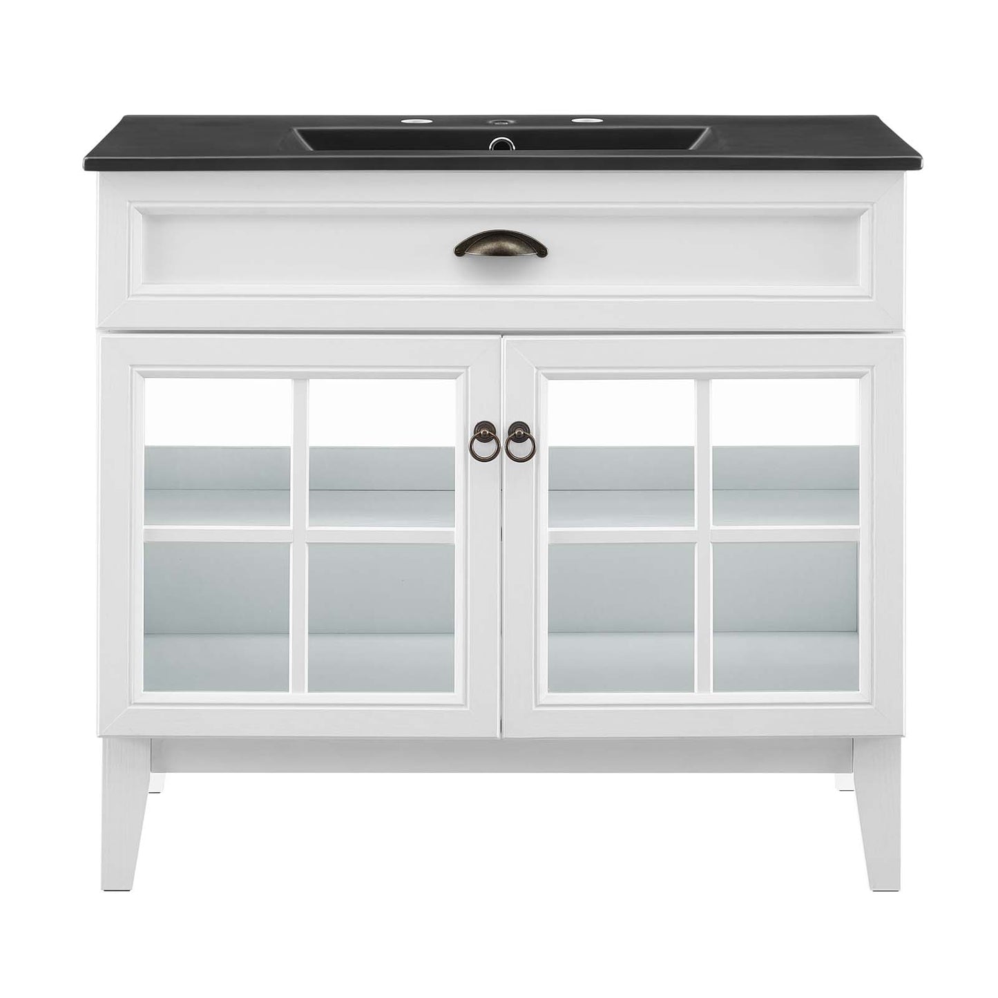 Isle 36" Bathroom Vanity Cabinet, Wood, White Black, 23136