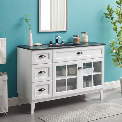 Isle 48" Bathroom Vanity Cabinet, Wood, White Black, 23153
