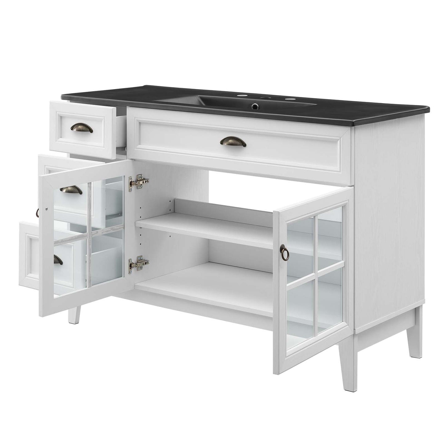 Isle 48" Bathroom Vanity Cabinet, Wood, White Black, 23153