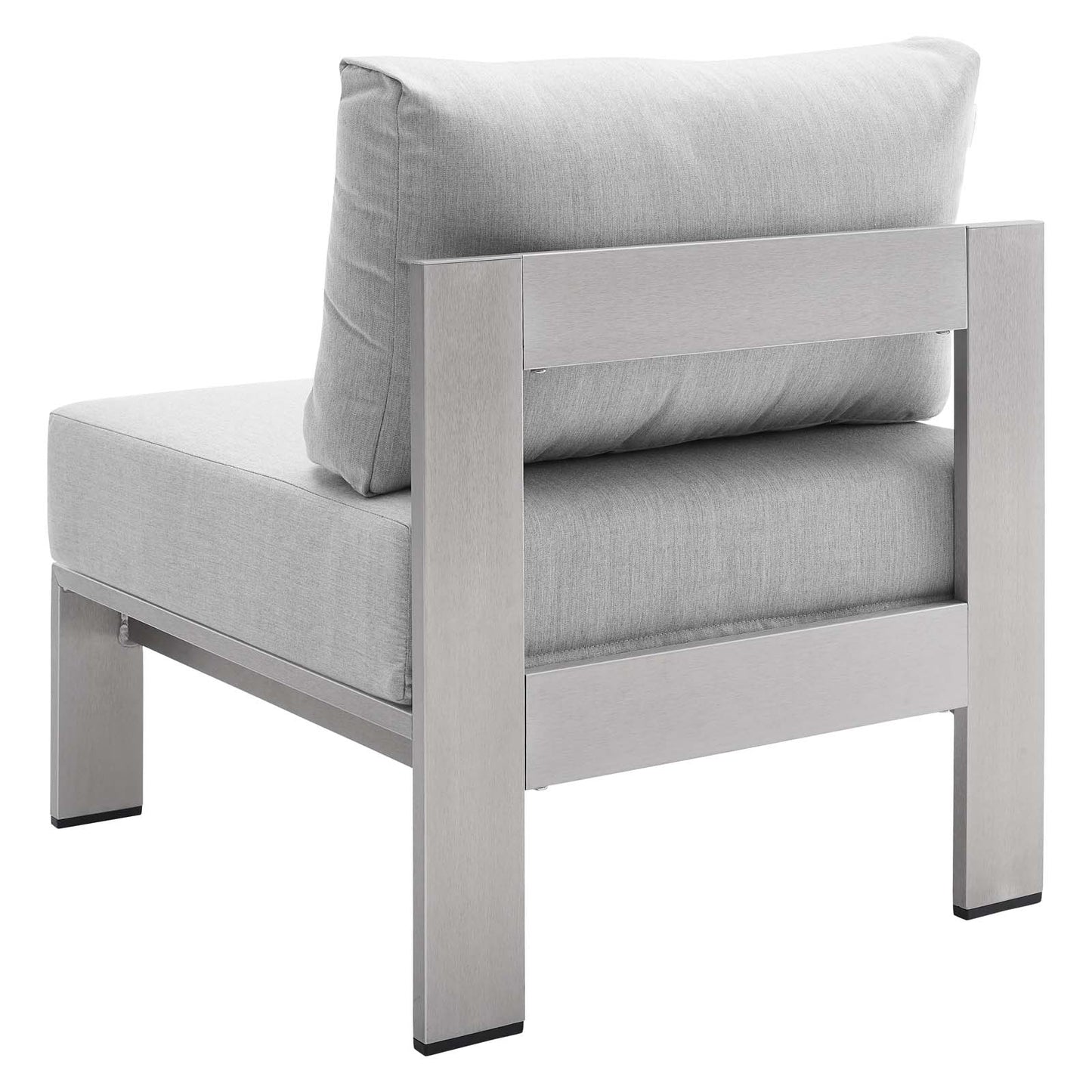 Shore Sunbrella® Fabric Outdoor Patio Aluminum 7 Piece Sectional Sofa Set, Fabric, Aluminum, Metal, Steel, Silver Grey Gray, 21193