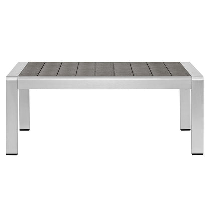 Shore Sunbrella® Fabric Outdoor Patio Aluminum 8 Piece Sectional Sofa Set, Fabric, Aluminum, Metal, Steel, Silver Blue Navy, 21196