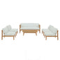Bayport 6 Piece Outdoor Patio Teak Set, Wood, Brown Natural White, 21197