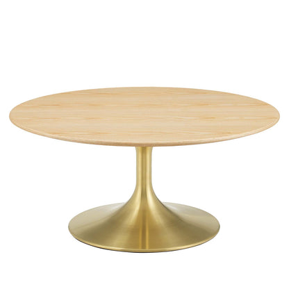 Lippa 36" Wood Coffee Table, Wood, Metal Steel, Gold Brown Natural, 21199
