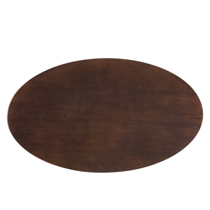 Lippa 48" Oval Wood Coffee Table, Wood, Metal Steel, Gold Dark Brown Brown Walnut, 21200