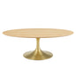 Lippa 48" Oval Wood Coffee Table, Wood, Metal Steel, Gold Brown Natural, 21201