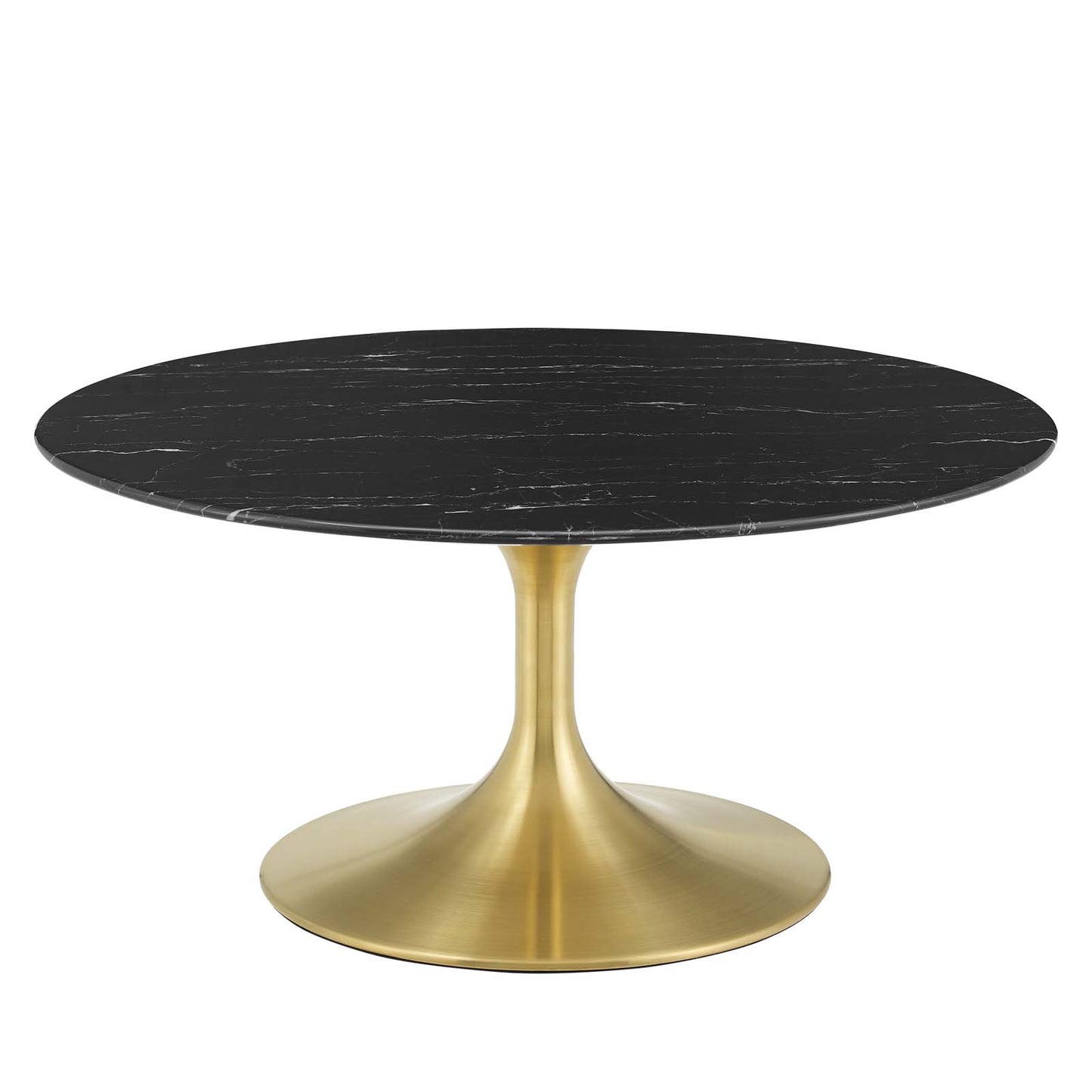 Lippa 36" Artificial Marble Coffee Table, Artificial Marble, Metal Steel, Gold Black, 21202