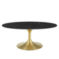 Lippa 42" Oval Artificial Marble Coffee Table, Artificial Marble, Metal Steel, Gold Black, 21203