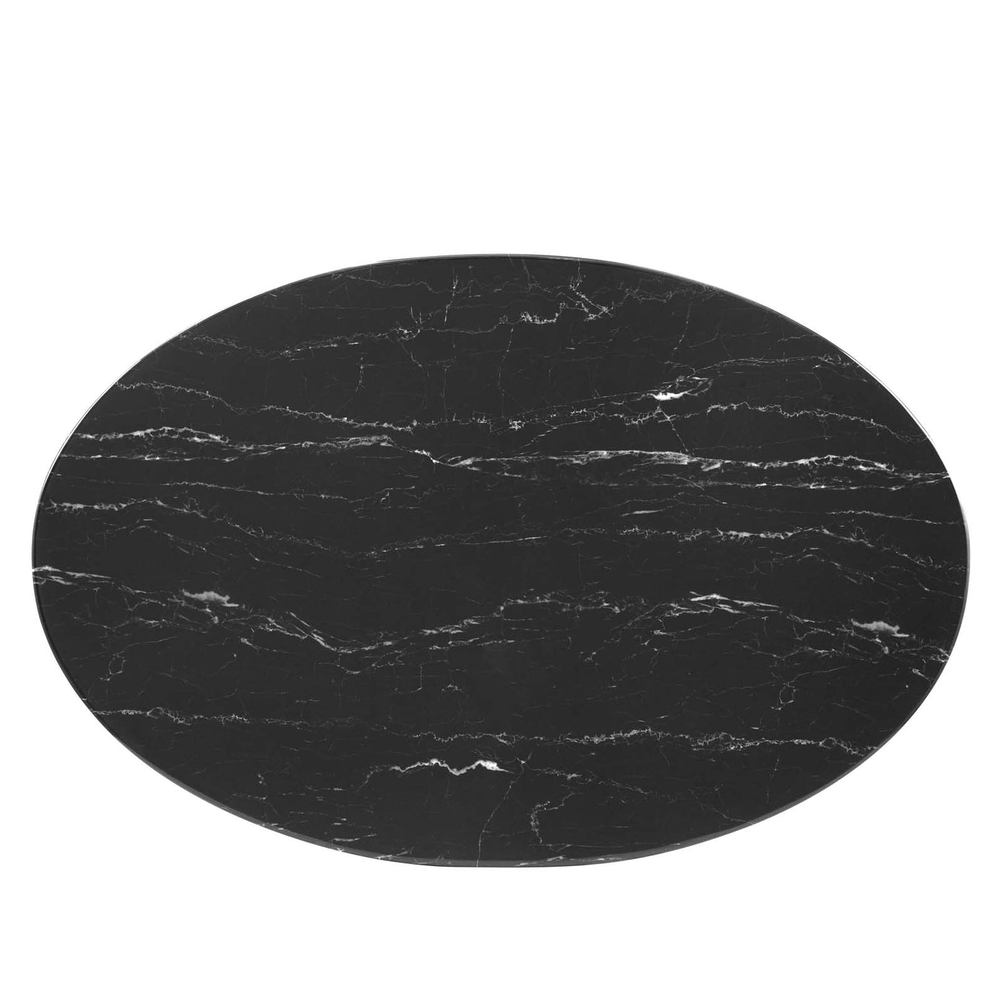 Lippa 42" Oval Artificial Marble Coffee Table, Artificial Marble, Metal Steel, Gold Black, 21203