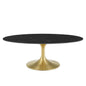 Lippa 48" Oval Artificial Marble Coffee Table, Artificial Marble, Metal Steel, Gold Black, 21204