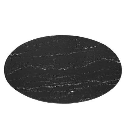 Lippa 48" Oval Artificial Marble Coffee Table, Artificial Marble, Metal Steel, Gold Black, 21204