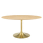 Lippa 60" Oval Wood Dining Table, Wood, Gold Brown Natural, 21206