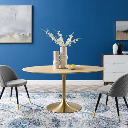 Lippa 60" Oval Wood Dining Table, Wood, Gold Brown Natural, 21206