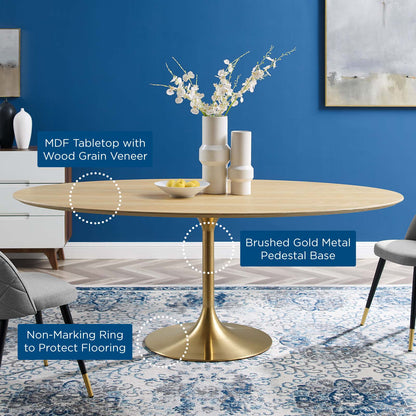 Lippa 78" Oval Wood Dining Table, Wood, Gold Brown Natural, 21208