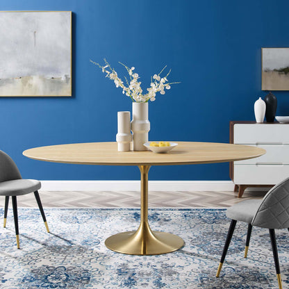 Lippa 78" Oval Wood Dining Table, Wood, Gold Brown Natural, 21208