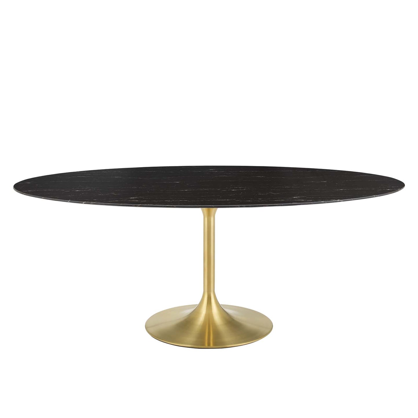 Lippa 78" Oval Artificial Marble Dining Table, Artificial Marble, Metal Steel, Gold Black, 21209