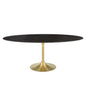 Lippa 78" Oval Artificial Marble Dining Table, Artificial Marble, Metal Steel, Gold Black, 21209