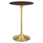 Lippa 28" Wood Bar Table, Wood, Metal Steel, Gold Dark Brown Brown Walnut, 21210