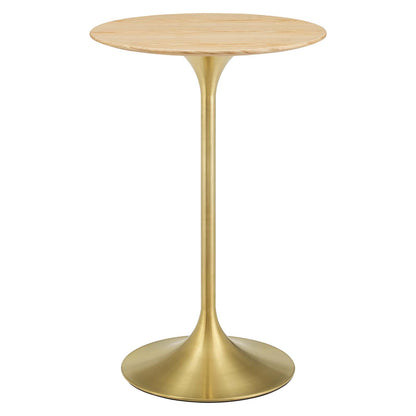 Lippa 28" Wood Bar Table, Wood, Metal Steel, Gold Brown Natural, 21211