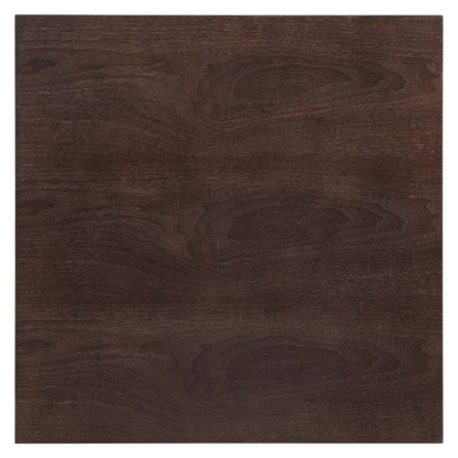 Lippa 28" Square Wood Bar Table, Wood, Metal Steel, Gold Dark Brown Brown Walnut, 21212